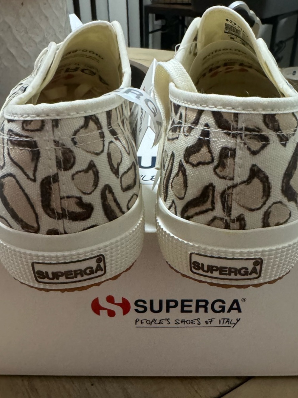 Superga 2750 Giraffa Print Sneakers Beige Natural Leopard Size 7.5 NWT - Picture 5 of 10